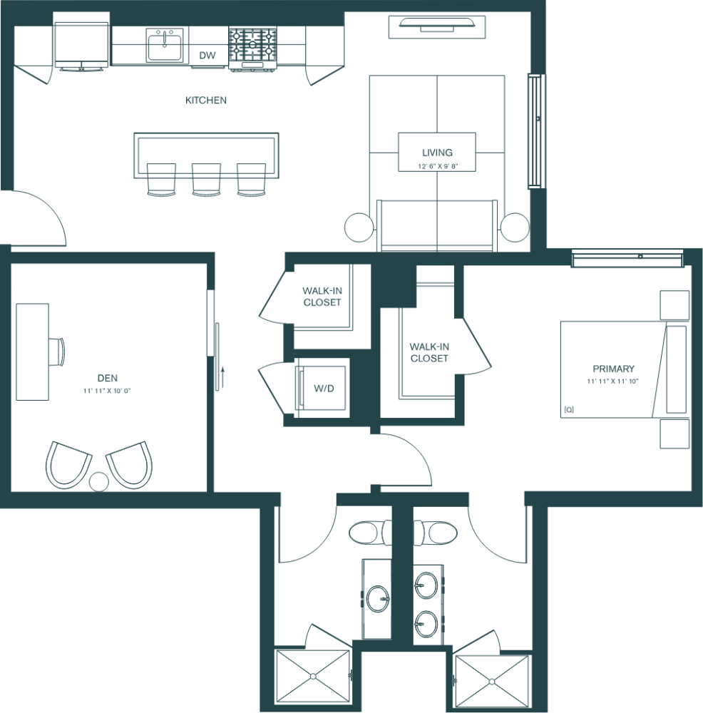 Floor plan for unit 621