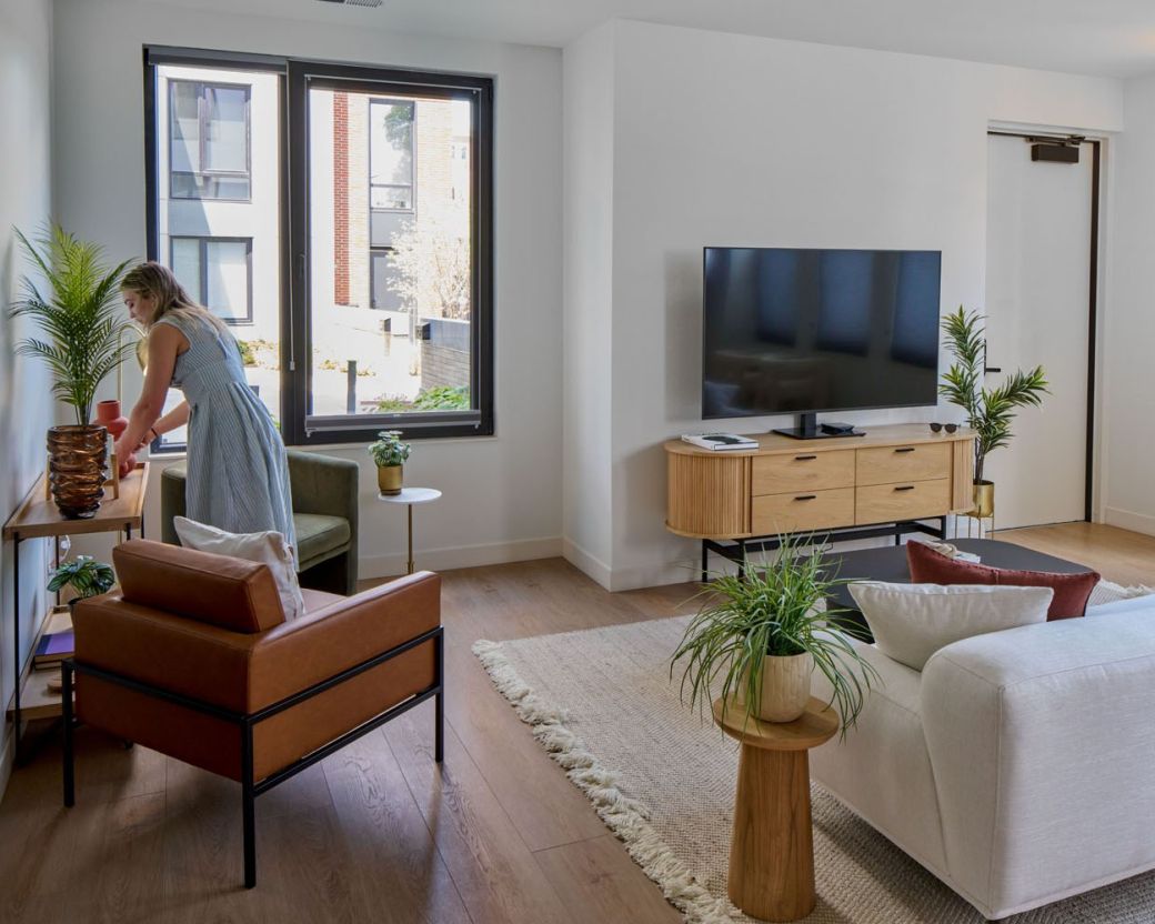 Open concept townhome apartment living room